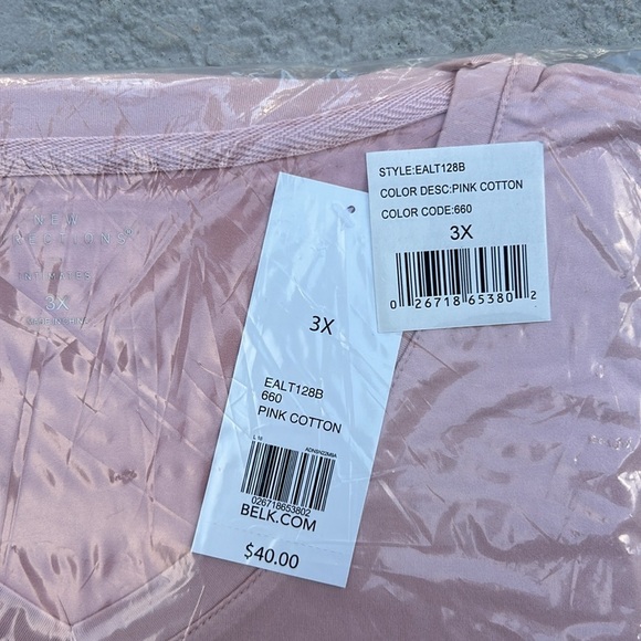 New Directions Intimates Pink Short Sleeve Super Soft PJ Shirt Plus Size 3X - Picture 2 of 6